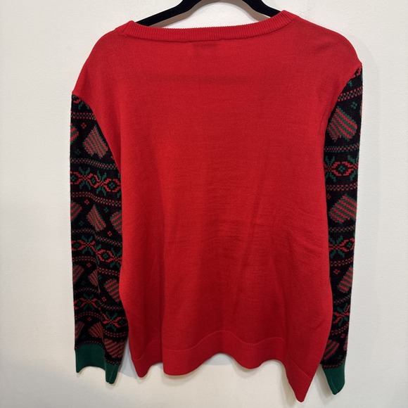 Feeling Festive XL Ugly Christmas Sweater Garland Presents Penguin Sleeves EUC - Picture 8 of 8